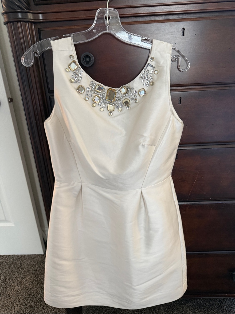 kate spade Cream Jewel-Neck Sleeveless Mini Dress sz 8